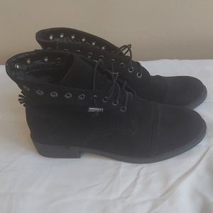 Black suede lace up ankle boots